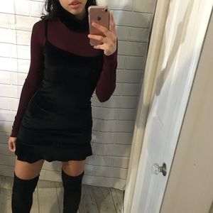 Black velvet mini dress